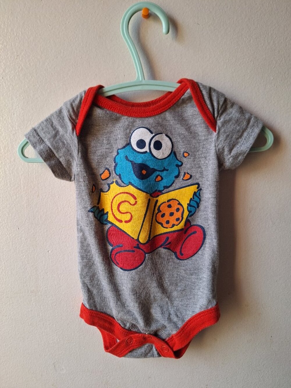 0-3 Months Baby Sleep One Piece with Snaps Grey Red Sesame Street
